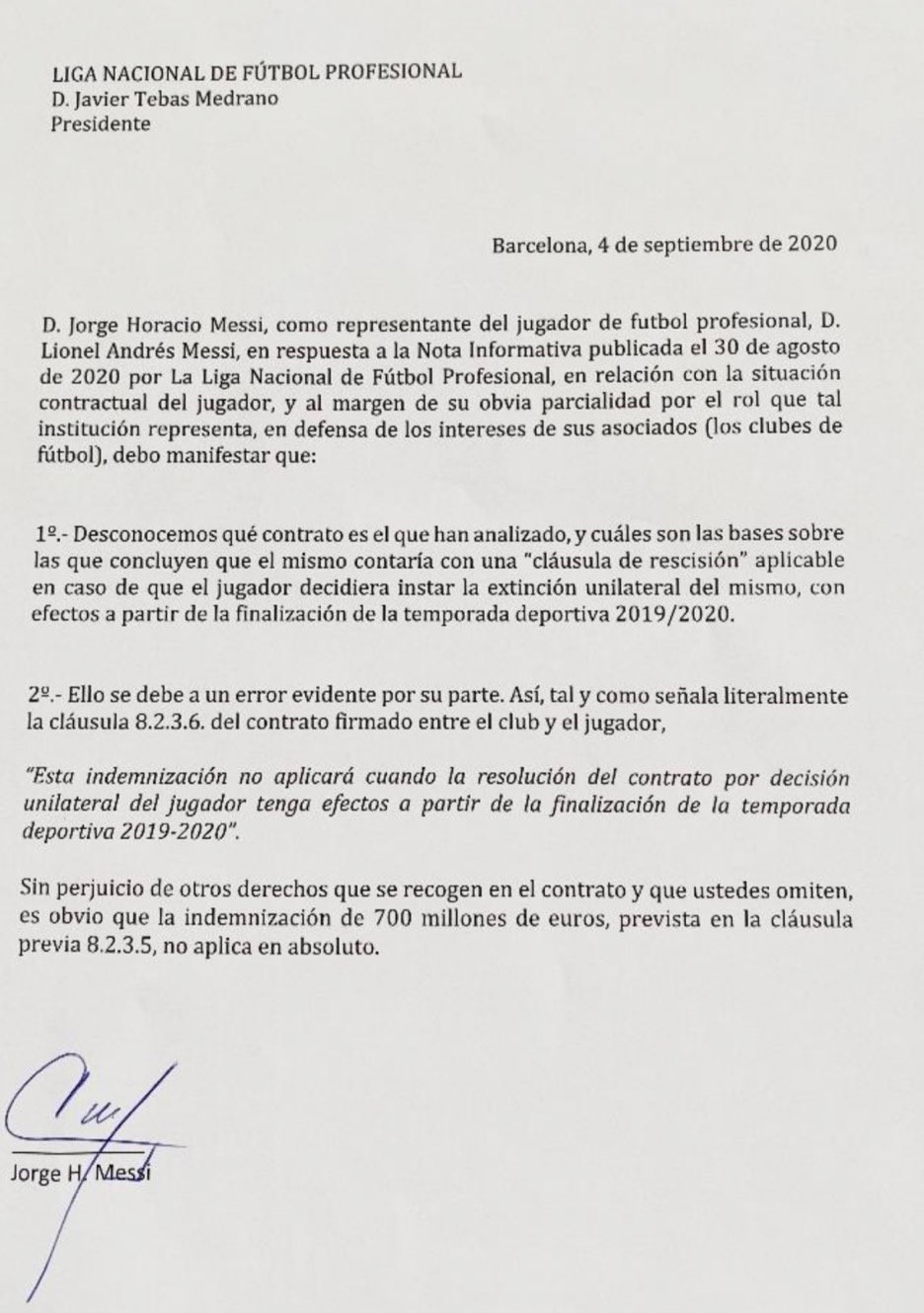Messi le respondió a la Liga de España